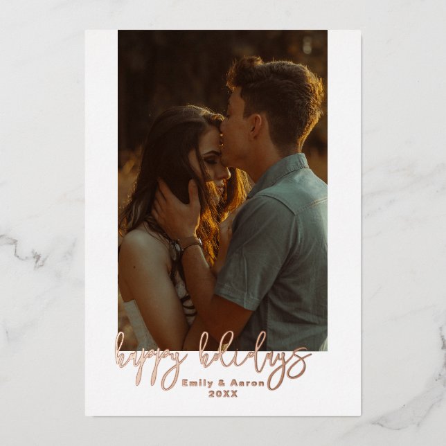 Carte Vacances Script Simple Photo Foil (Recto)