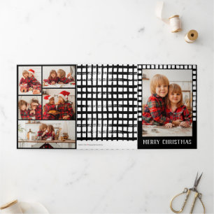 Carte Vacances TriFold pour photo à brosse noire