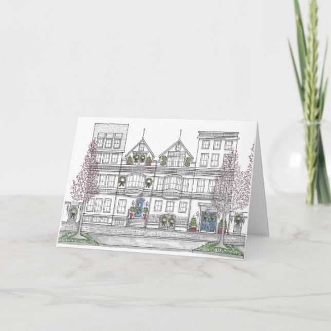 Carte Vacances Ville Originale Dessinée À La Main (Devant)