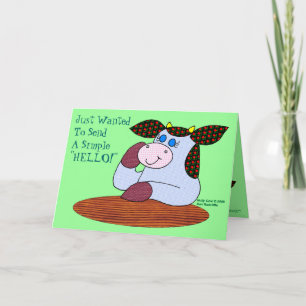 Carte Vache à houx, "un bonjour simple "