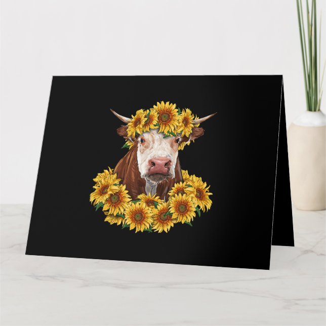 Carte Vache avec tournesol Agriculture Agricole Vie Vie  (Devant)