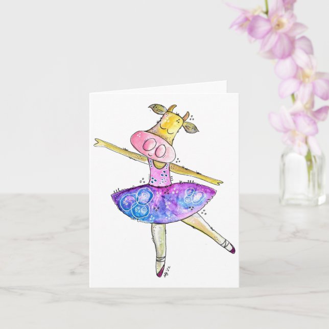 Carte Vache blanche mignonne (Orchidée)
