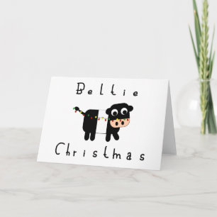 Carte Vache ceinturée par Noël mignon à Beltie Galloway