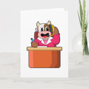 Carte Vache comme secrétaire avec table