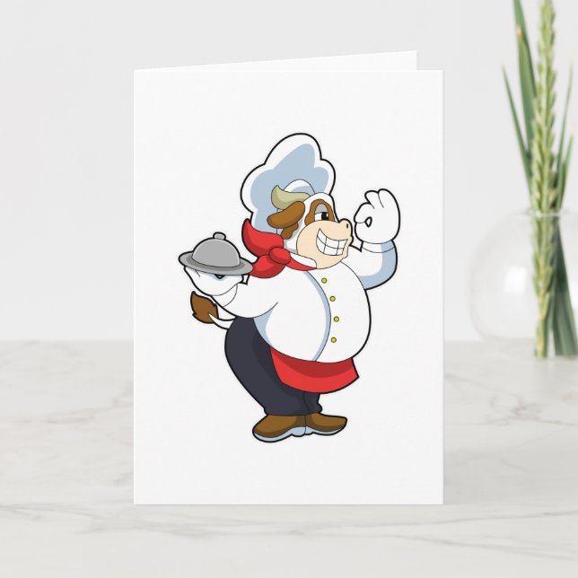 Carte Vache comme serveur avec assiette servante (Devant)