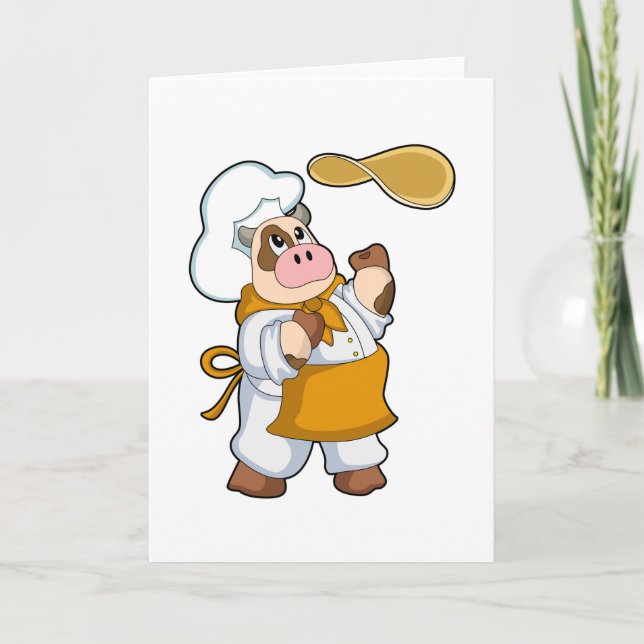 Carte Vache cuisinier avec pâte (Devant)