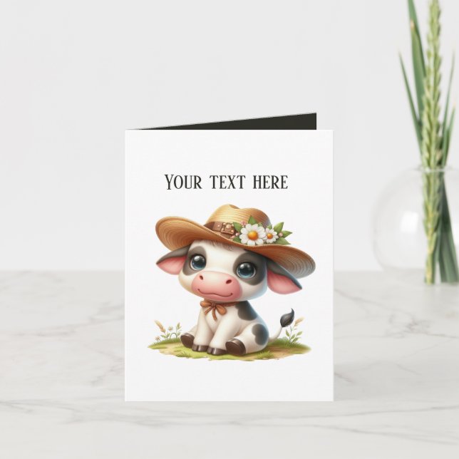 Carte Vache de campagne mignonne personnalisable (Devant)