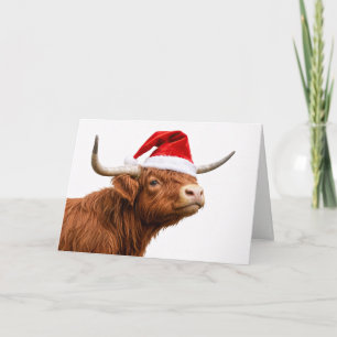 Carte Vache des Highlands mignonne avec chapeau de Père