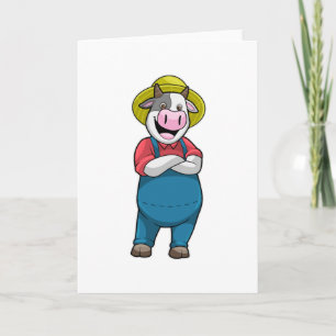 Carte Vache en tant qu'agriculteur avec Casquette