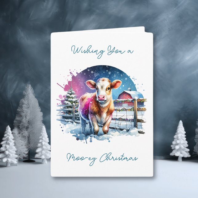 Carte Vache Festive Cute Personnalisée Noël (Créateur téléchargé)