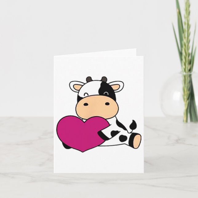 Carte Vache mignonne format poche Saint-Valentin Vache  (Devant)