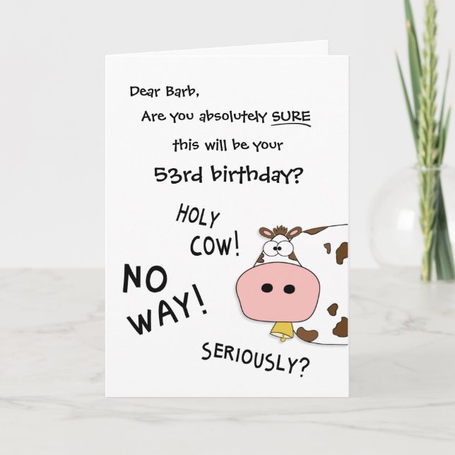 Carte Vache sainte ! C'est votre anniversaire de (Devant)