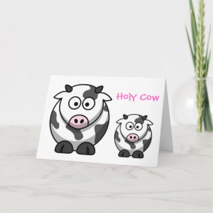 Carte VACHE SAINTE Dessin rose Nez Vache drôle Animal