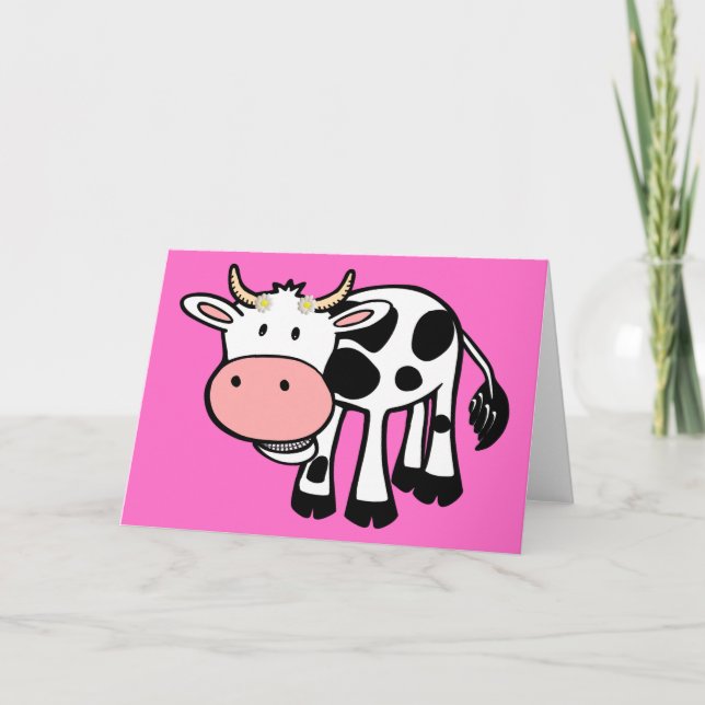 Carte Vache souriante avec marguerites (Devant)