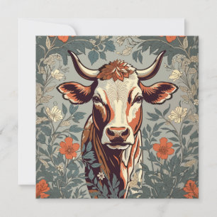 Carte Vache vintage William Morris Inspirée Florale