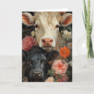 Carte Vaches adorables dans les fleurs Toutes les occasi