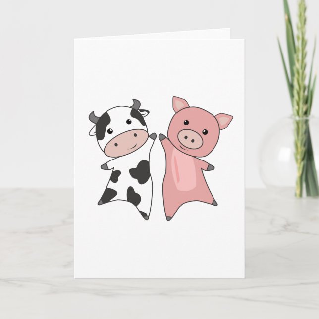 Carte Vaches de porc Piggy Cute Animaux de ferme (Devant)