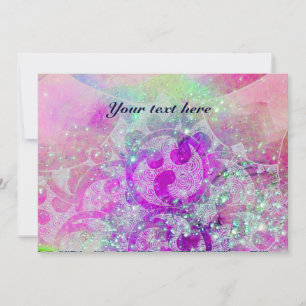 Carte VAGUES, brillant violet vert bleu vert rose or