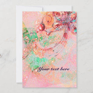 Carte VAGUES RUBY, rouge vif bleu rose or scintille