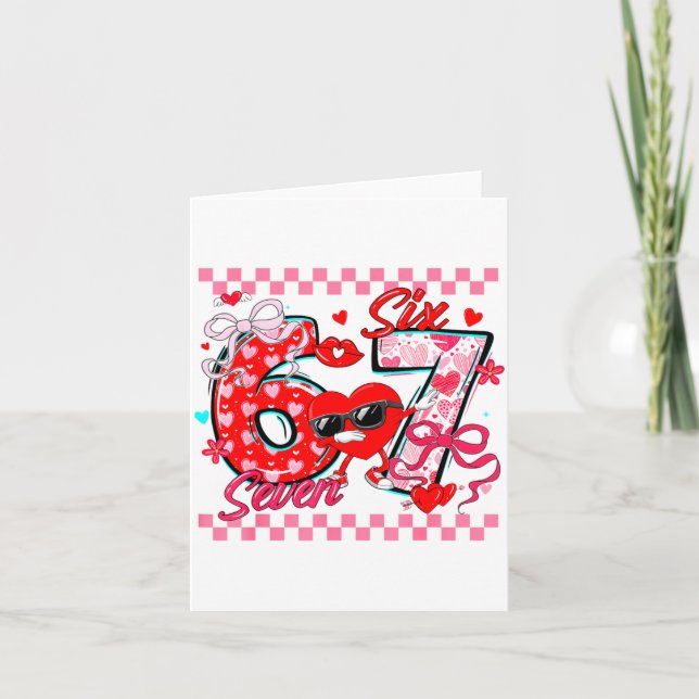 Carte Valentine 67 Six Seven Meme Dabbing Hearts Matchin (Devant)