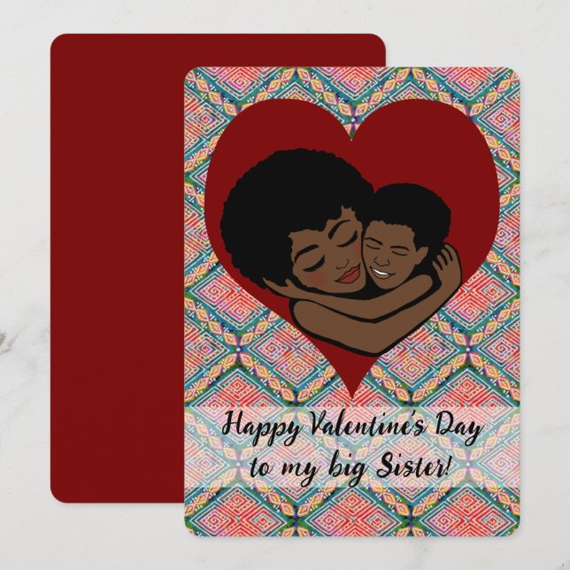 Carte Valentine à Big Sister de Little Brother Ethnic (Devant / Derrière)