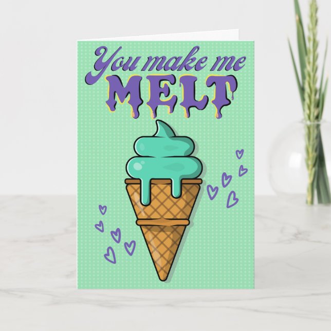 Carte Valentine à la crème glacée amusante (Devant)