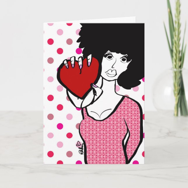 Carte Valentine cœur afro (Devant)
