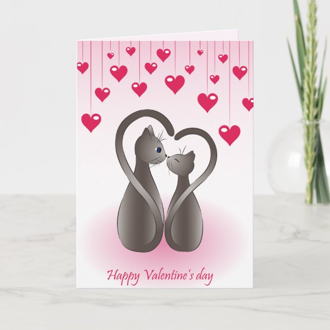 Carte Valentine Coeur de la queue de chat (Devant)