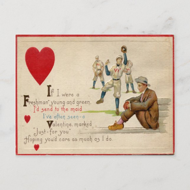 Carte Valentine de baseball Retro vintage (Devant)