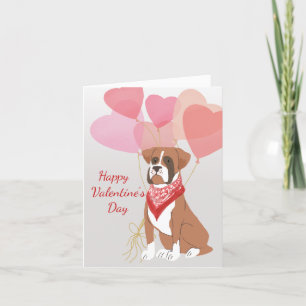 Carte Valentine de chien Brown boîte Ballons rouge