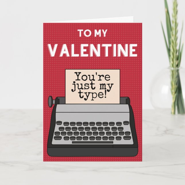 Carte Valentine de machine à écrire amusante (Devant)