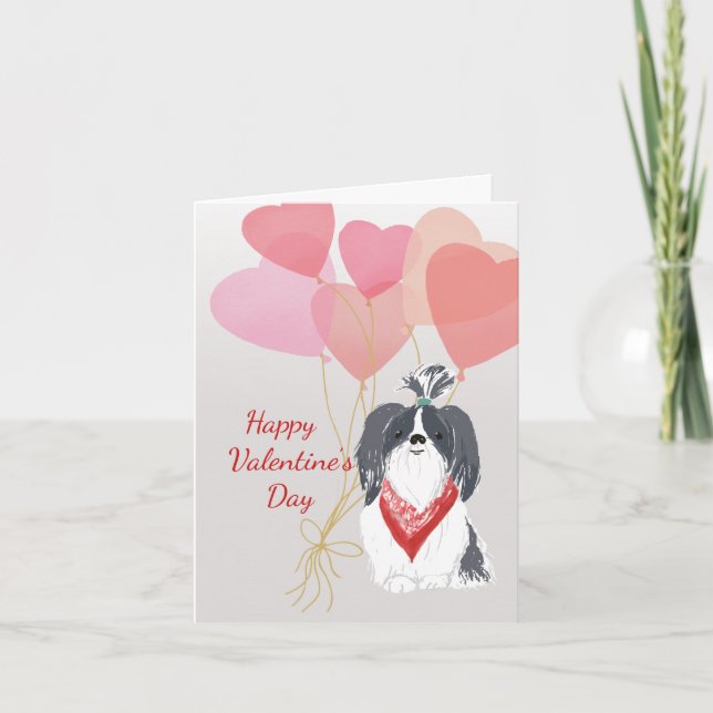 Carte Valentine de vos ballons gris Shih Tsu (Devant)