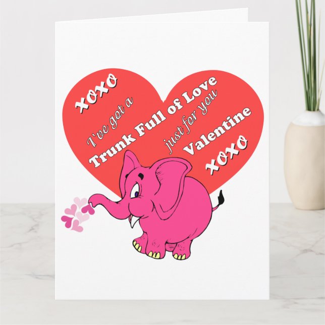 Carte Valentine Elephant a un Trunkful de l'amour (Devant)