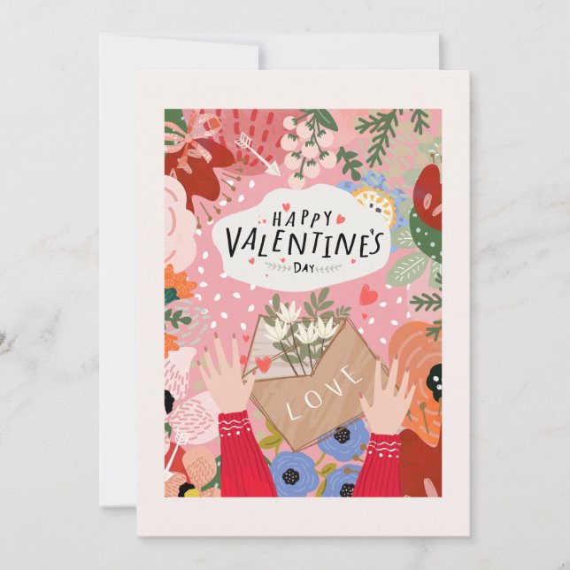 Carte Valentine florale colorée  (Devant)