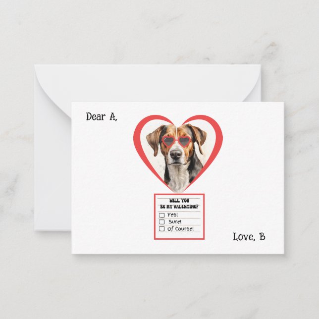 Carte Valentine Foxhound Dog Anglais Personnalisab (Devant)