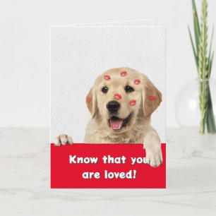 Carte Valentine Golden Retriever Listick Kisses