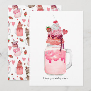 Carte Valentine Heart Milkshake I Love You Pun Card