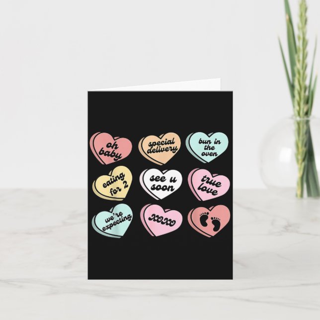 Carte Valentine Hearts Candy Pregnancy Announcement Baby (Devant)