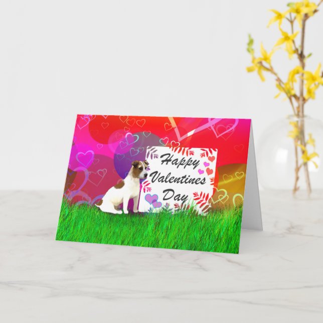 Carte Valentine Jack Russell Terrier (Fleur jaune)