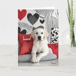 Carte Valentine jaune Labrador