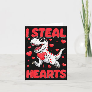 Carte Valentine je vole des coeurs Trex Dino Enfant en b