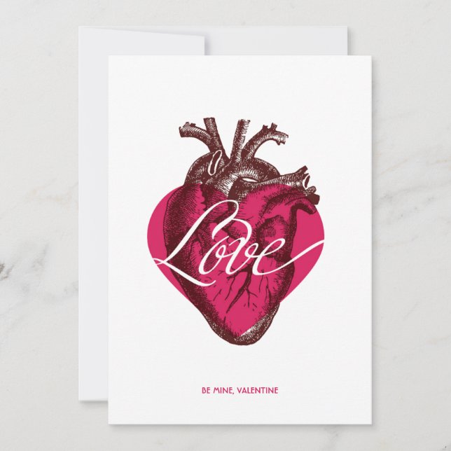 Carte Valentine LOVE Heart Flat Card. (Devant)