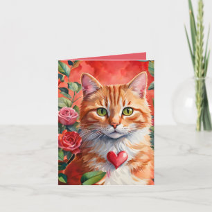 Carte Valentine moelleuse Tabby Cat Orange