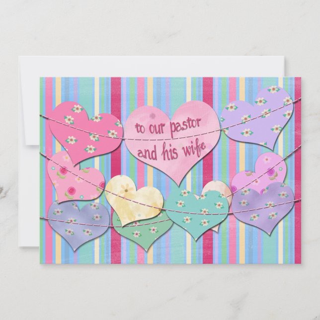 Carte Valentine Papier Coeurs Bunts pour Pasteur (Devant)