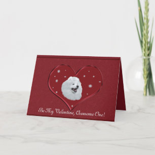 Carte Valentine pliée Samoyed 5X7