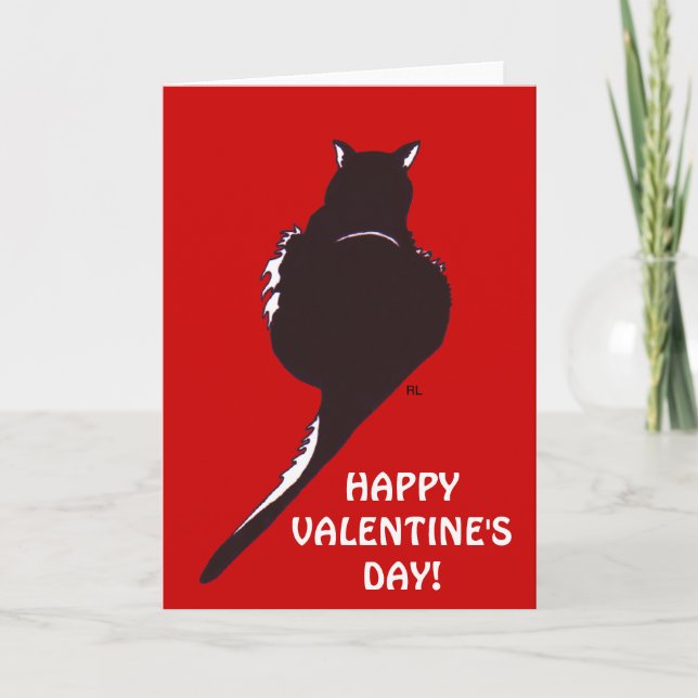 Carte Valentine pour chat noir (Devant)