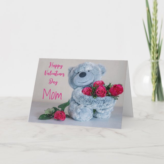 Carte Valentine pour ours et Rose (Devant)