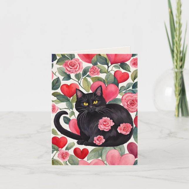 Carte Valentine Purr-fect Chat Noir (Devant)