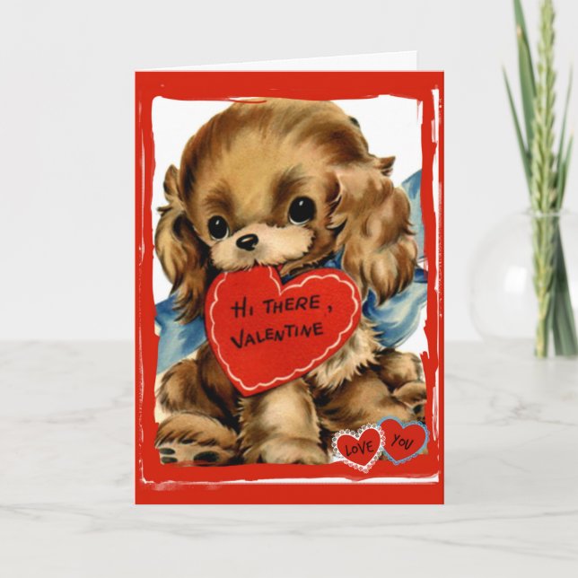 Carte Valentine Retro Puppy Hi There (Devant)