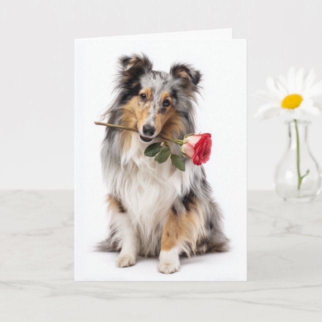 Carte Valentine Sheltie (Petite plante)
